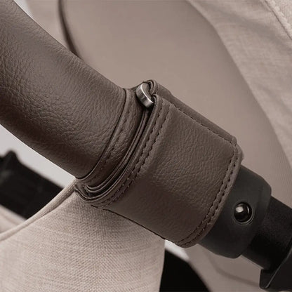 Close up of nuna stroller organiser leatherette straps