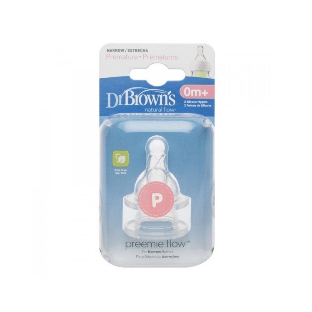Dr Brown's Silicone Narrow Neck Nipple, 2 pce - PramFox Singapore