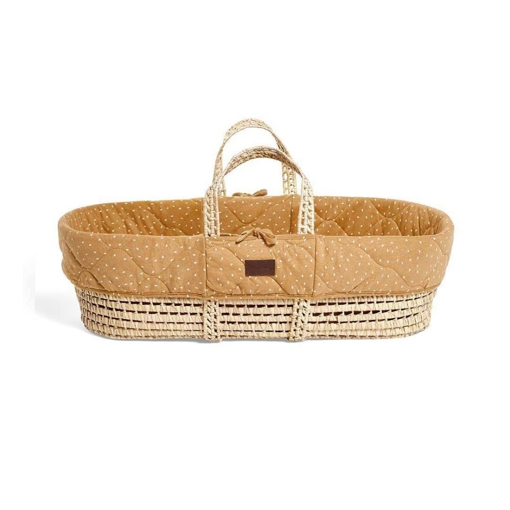 The Little Green Sheep Quilted Moses Basket & Mattress - PramFox Singapore